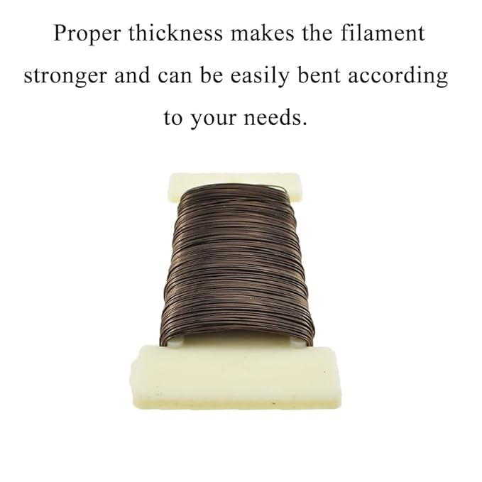 HAHIYO 26Gauge Coffee Color Metal Floral Wire - 1 Roll, 38 Yards (115 Feet) - Flexible Paddle Wire for Craft, Christmas Wreath, Flower Arrangement, Bouquet Wrapping, Wedding, DIY