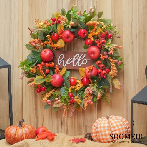 fall wreaths for front door 24 inch autumn, front angle view