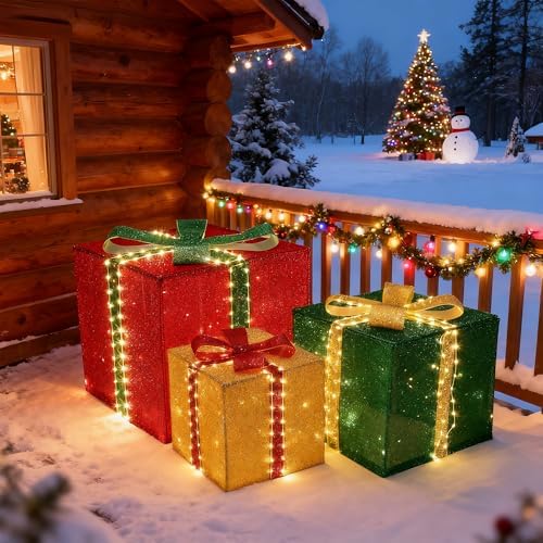 lomotech christmas decoration outdoor - set of 3, front angle view