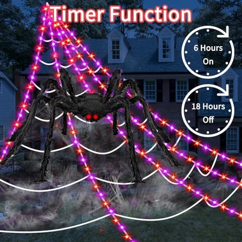 halloween decorations outdoor spider web lights, 23ft 350 on a desk or shelf