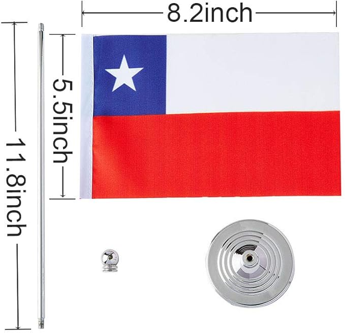 Chile Flag Chilean Flags, Small Mini Chilean Desk Flag, Used for Table Office Classroom Home Patriotic Events Decorations