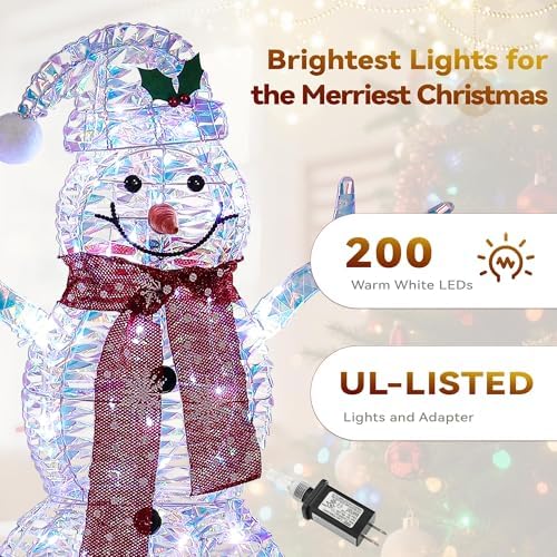 large christmas snowman family decorations with iridescent rattan showing dimensions
