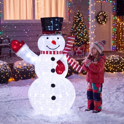 joiedomi 3 pcs 3d christmas collapsible snowman yard, front angle view