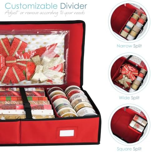 hearth & harbor wrapping paper storage container showing dimensions