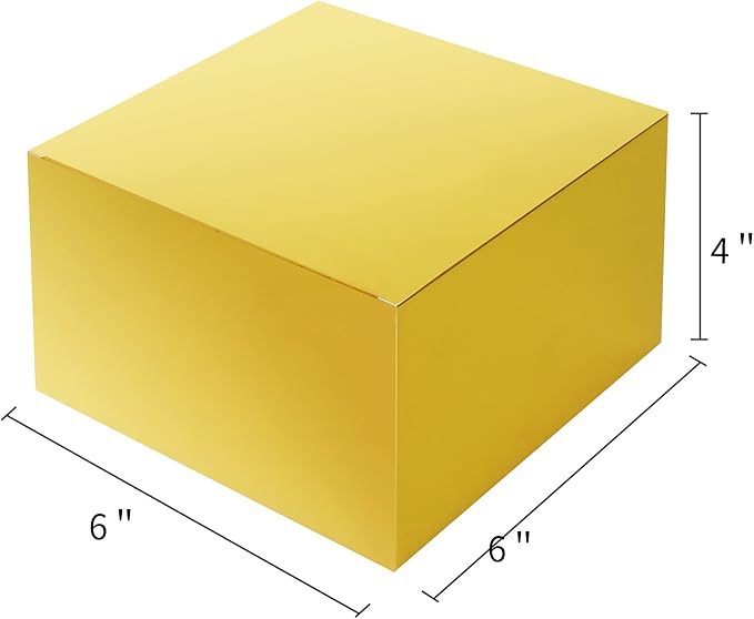 COTOPHER Small Gift Boxes 10 Pack 6x6x4 inches Gold Gift Boxes with Lids for Gifts, Crafting, Wedding Party Favor, Cupcake Box, Candy, Bridesmaids Proposal Box