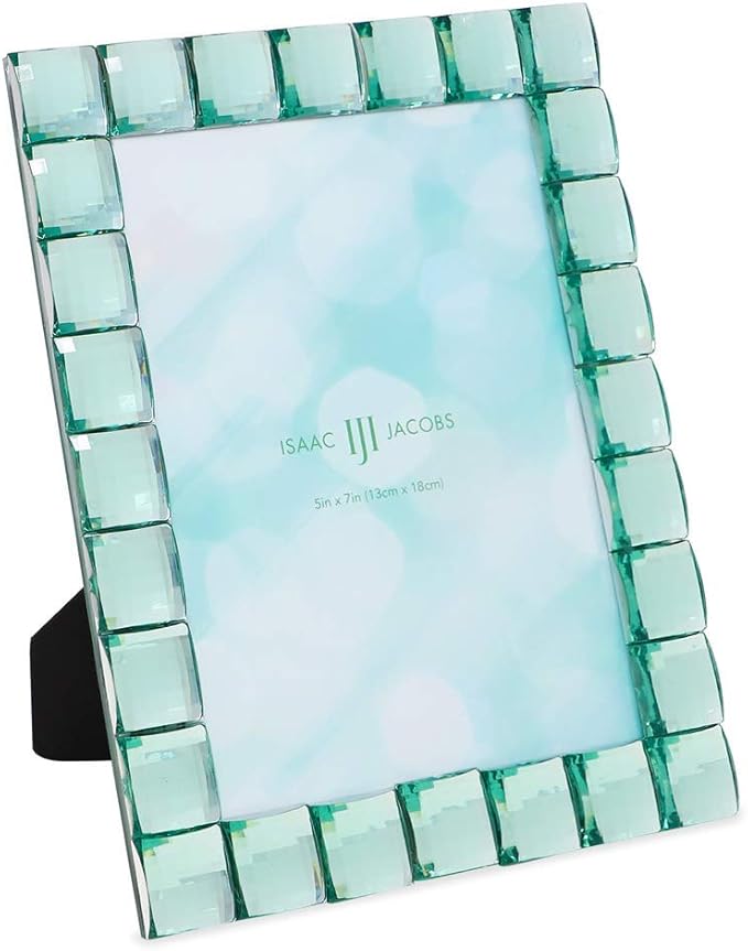 Isaac Jacobs Decorative Sparkling Light Green Jewel Picture Frame, Photo Display & Home Décor (5x7, Light Green)