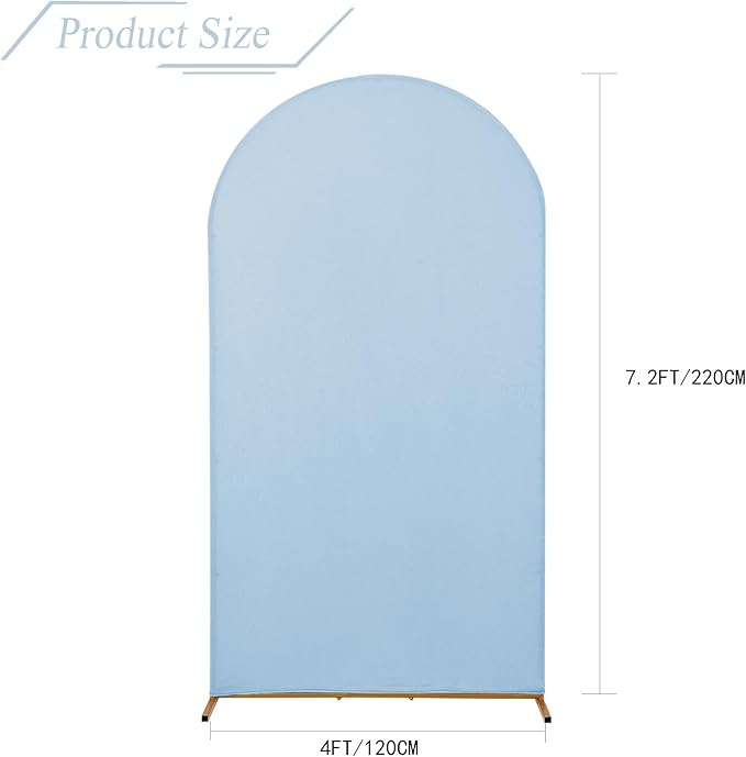 bricia Wedding Arch Backdrop Stand Cover, 7.2FT Double Sided Stretchy Arch Cover Fitted Wedding Birthday Party Banquet Decoration (Bluemist 86.4''Lx48''W)