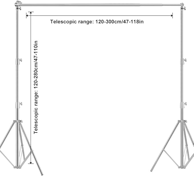 Stainless Steel Backdrop Stand 9.5ftx10ft Photo Stand for Backdrop Video Adjustable Background Support Stands for Portrait & Studio Photography, Photoshoot, Parties, Baby Shower, Birthday, Wedding