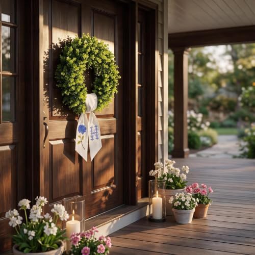boxwood wreath for front door spring summer wreaths on a desk or shelf
