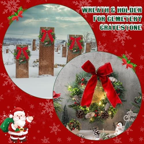 yuntau 2 sets christmas memorial cemetery wreath for, side view