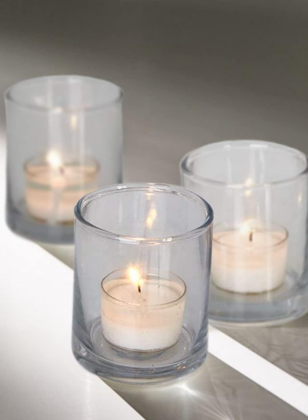 Serene Spaces Living Set of 36 Clear Glass Votive Candle Holders, Ideal for Wedding Decorations, Parties, Events, Christmas Dinner Tablescape, 3" Tall and 2.5" Diameter