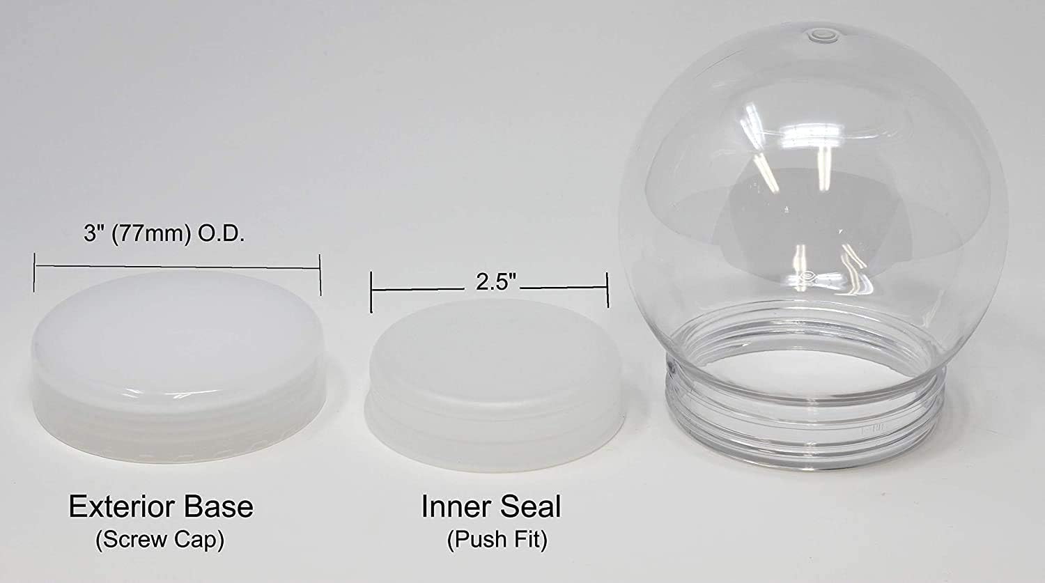 Creative Hobbies Pack of 6 (100mm) 4 Inch DIY Snow Globe Water Globe - Clear Plastic with Screw Off Cap | Perfect for DIY Crafts and Customization