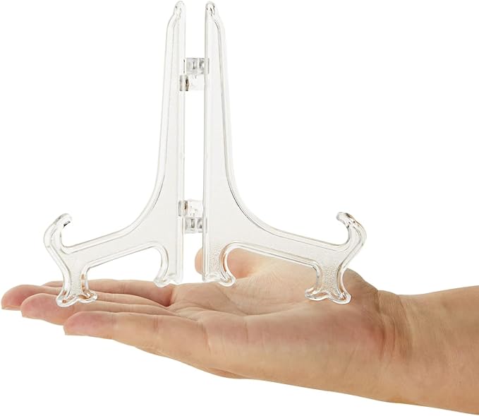 Juvale Mini Clear Acrylic Easel Stands - 24-Pack, 5.3-Inch, Clear Plastic - Mini Easel Sign Stand & Greeting & Place Card Display - Tabletop Photo Holders & Plate Holders