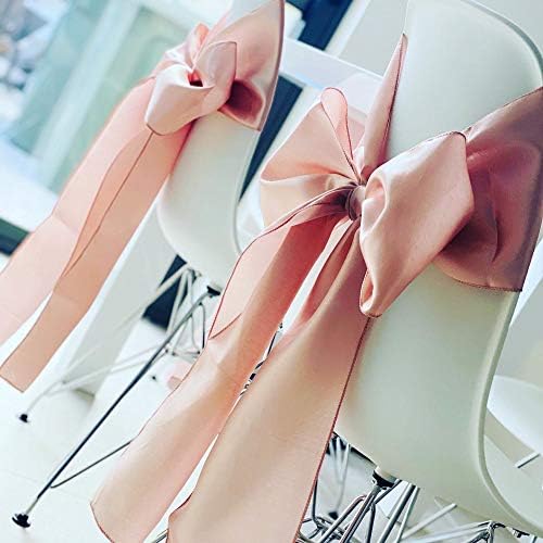 Wedding Satin Gold Chair Sashes Bows 50 Pack Fitted Chair Ribbons 7x108 Inches Chairs Ties for Party Birthday Fiesta Engagement Ceremony Bridal Shower Decor - Gold, 50