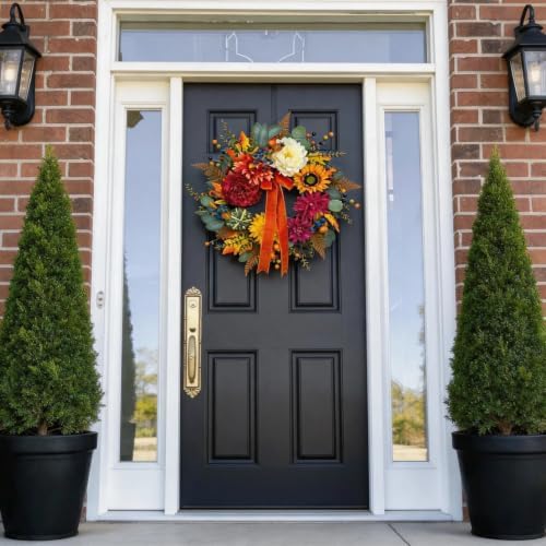 fall floral wreaths for front door, 24 inch shown in use