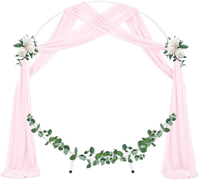 Socomi Wedding Arch Draping Fabric 3 Panels 29" x 19Ft Blush Pink Sheer Chiffon Curtain Drapes 6 Yards for Wedding Ceremony Birthday Party Decoration