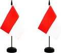 2 Pack Indonesia Desk Flag, Indonesian Table Office Flag with Solid Pole and Stand Base, International Country Flag, Festival Celebration, Classroom Meeting Desktop Decoration (Indonesia)