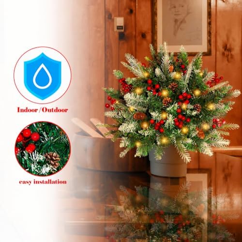 lighted christmas urn filler, 1 pack 24 inch, side view