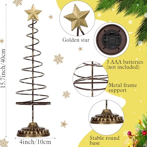 set of 2 lighted christmas tree table decoration shown in use