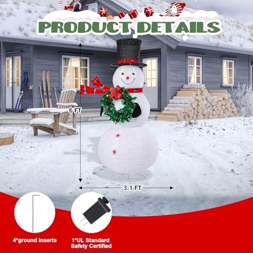 mumtop 6 ft lighted christmas snowman outdoor indoor shown in use