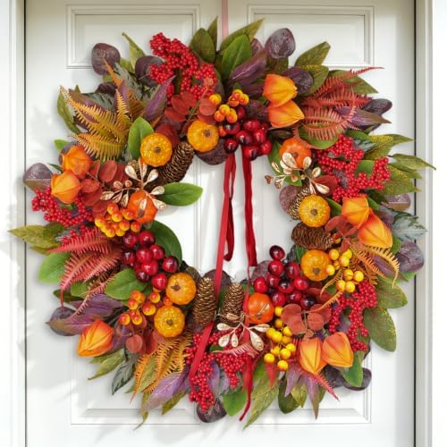 fall wreaths for front door 24" harvest thanksgiving on a desk or shelf