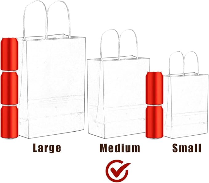 qiqee 100Pcs Medium Size Paper Gift Bags with Handles - 11"x8.3"x4.3" Kraft Small Party Bags - 16 Solid Colors