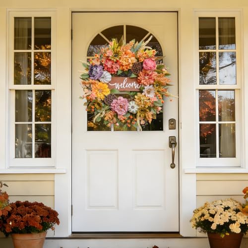 fall wreaths for front door 24 inch autumn, front angle view