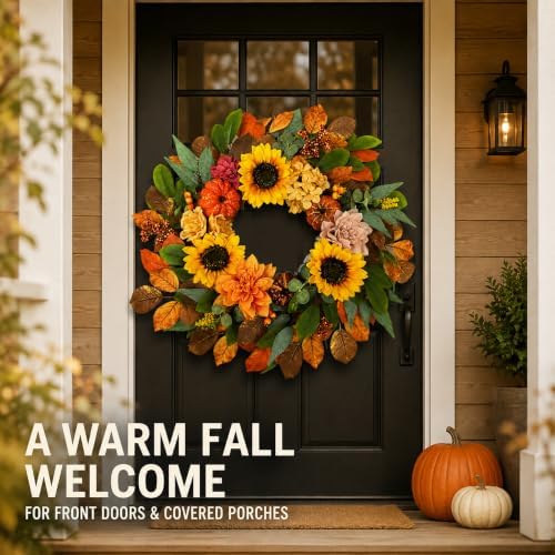 24 inch fall wreaths for front door with showing dimensions