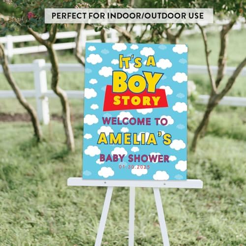 Andaz Press Its A Boy Story Baby Shower Decorations, 16"x20" Personalized Welcome Baby Shower Sign Decor, Its A Boy Story Sign In Guest Book Alternative