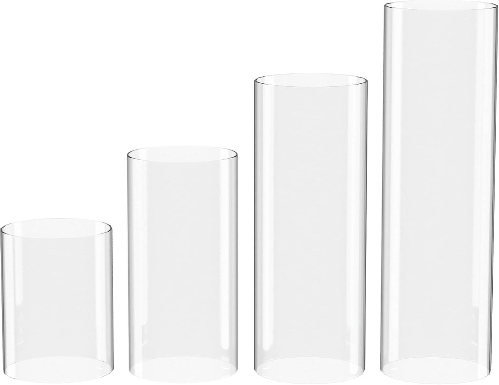 Hurricane Candle Holder - Open Ended, Bottomless Cylindrical Glass Lamp Shade, 3.5" x 6"