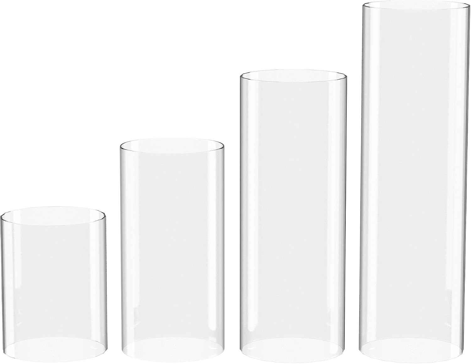 Hurricane Candle Holder - Open Ended, Bottomless Cylindrical Glass Lamp Shade, 3.5" x 6"