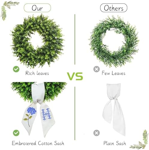 boxwood wreath for front door spring summer wreaths showing dimensions