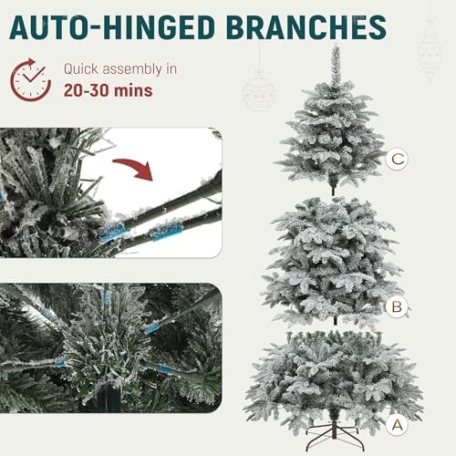 yitahome 7.5ft prelit natural layered flocked christmas tree, package contents