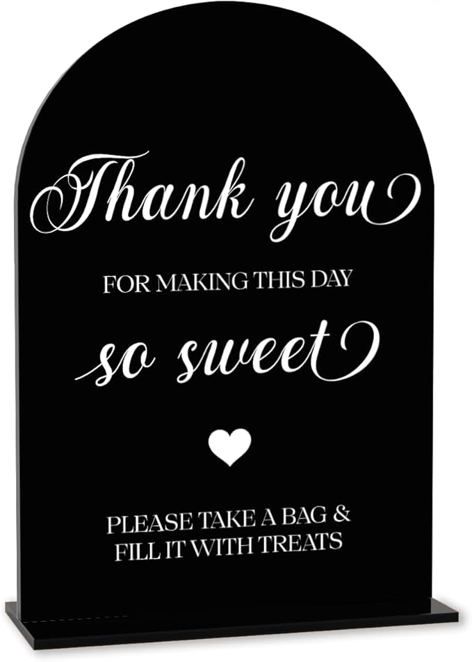 Black Candy Bar Sign, Dessert Table Sign, Wedding Engagement Bridal Shower Decor fo Ceremony Reception Party, Weddings Table Acrylic Sign