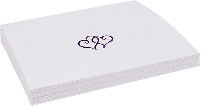 Linked Hearts Place Cards, Eggplant (Choose Color), Set of 25, Pre-cut and Scored - Wedding, Party, Dinner, and Special Events - Made in the USA