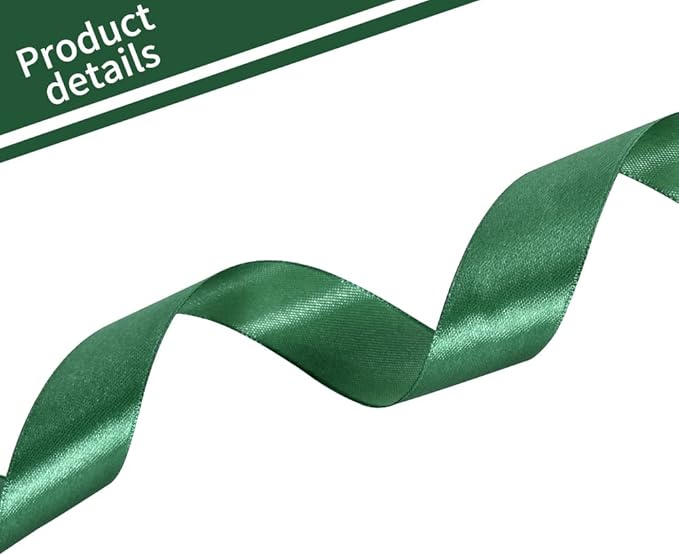 TONIFUL 1 Inch x 100yds Christmas Green Satin Ribbon, Thin Solid Color Satin Ribbon for Gift Wrapping, Crafts, Hair Bows Making, Wedding Party Decoration, Invitation Cards, Floral Bouquets, Christmas