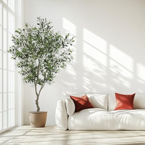 7ft artificial olive tree potted plant on a desk or shelf