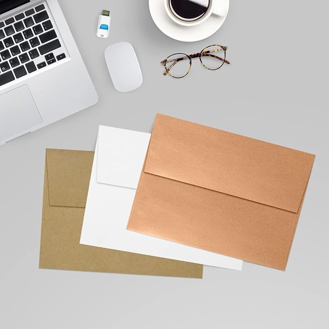 LUXPaper A7 Invitation Envelopes | Peel & Press | 5 1/4" x 7 1/4" | Copper Metallic | 80lb. Text | 250 Qty