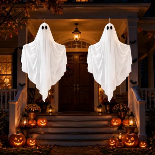 4 FT Large Halloween Hanging Ghosts 2 Pack, Halloween Decor Indoor Outdoor