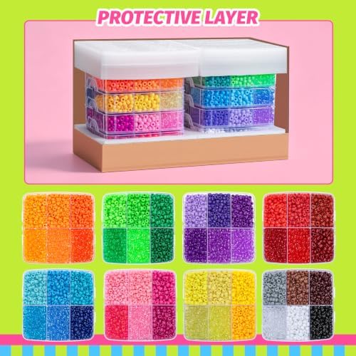 simetufy 10000pcs pony beads bulk 48 colors rave, view 11