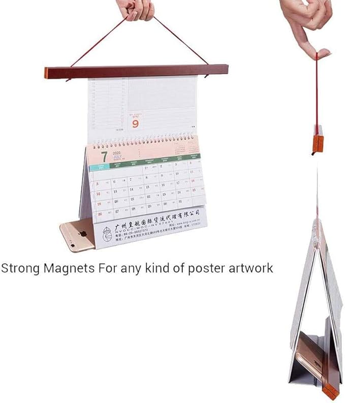 Magnetic Poster Hanger, 8x10 8x20 8x11 Poster Frame Wood Wooden Magnet Print Posters Dowel Scroll Hanger Hangers Hanging Kit for Walls Map Canvas Artwork (Mahogany, 8")