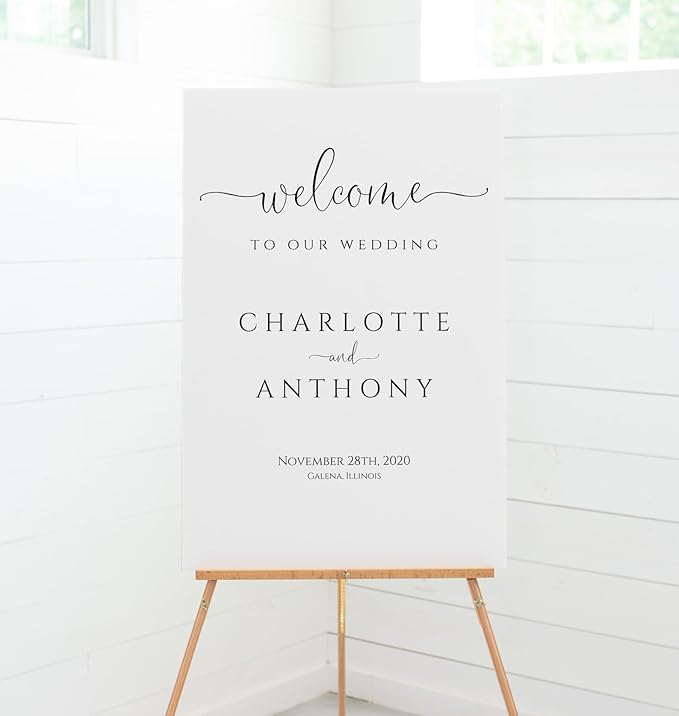 Wedding Welcome Sign, Welcome To Our Wedding Sign,12" x 18" (Small), 27" (Medium), 36" (Large), Plastic, Modern, Pole Mount, Weather