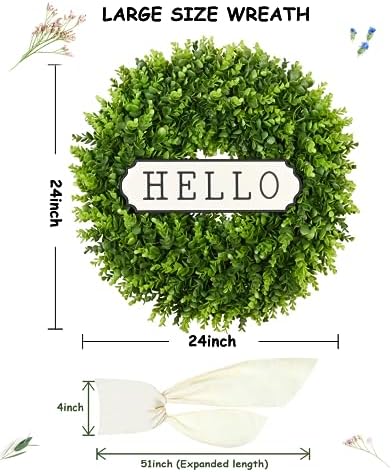 ddhs large boxwood wreath front door 24'' artificial shown in use
