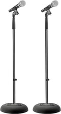 Pyle Universal Microphone Stand - Handheld Mic Compatible, Heavy Compact Base, Lightweight & Compact Design, 2.8 to 5 Ft Height Adjustable Clamp, Pivot Angle Clip, Home/Studio Use (Pair)