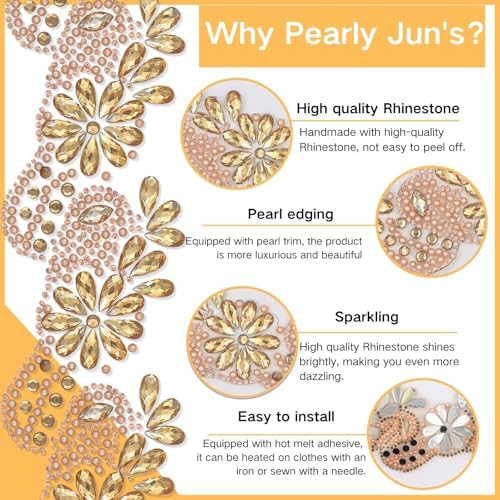 pearly jun 2.5 yards champagne gold rhinestone ribbon showing dimensions