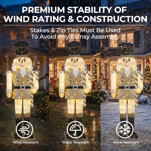 61inch nutcracker christmas decor outdoor with leds 5, close-up detail