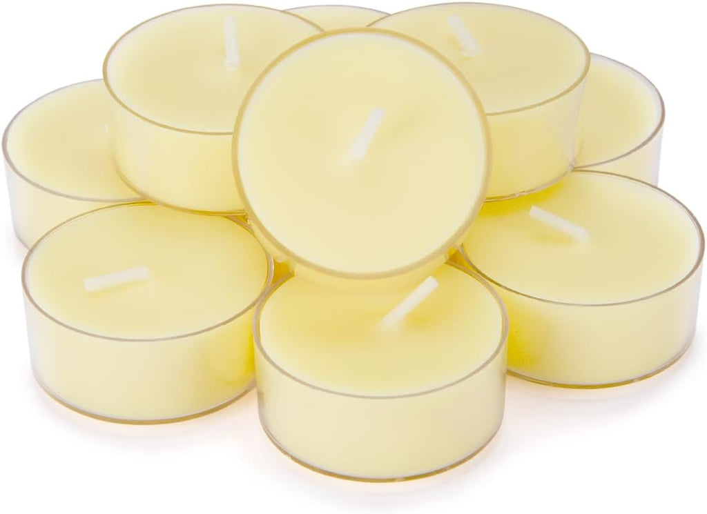 Natural Citronella Tea Light Candles, Tiny Soy Wax Aromatherapy Citronella Tealights Set of 12-4 Hours Burning - Great Gift for Summer Outdoors Home Garden Patio Balcony