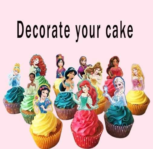 30 Pcs Cute Princess Cartoon Cake Toppers, Cupcake Decorations Birthday Cake, Cute Anime Princess Toppers for Muffin Waffles, Cake Scenographic Party Theme Cartoon for Children Girls