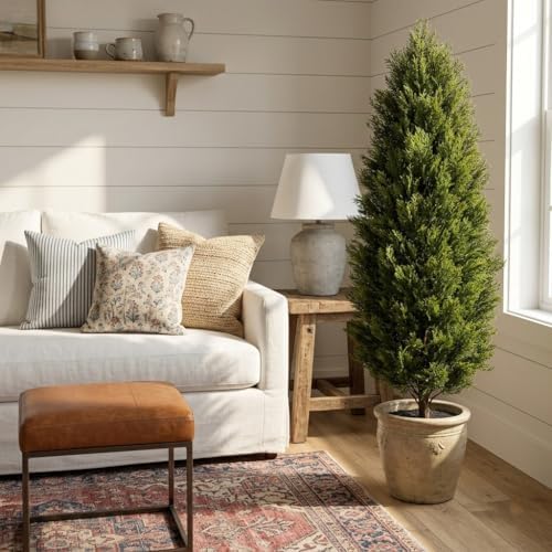 artificial cedar tree set of 2 – 5ft on a desk or shelf