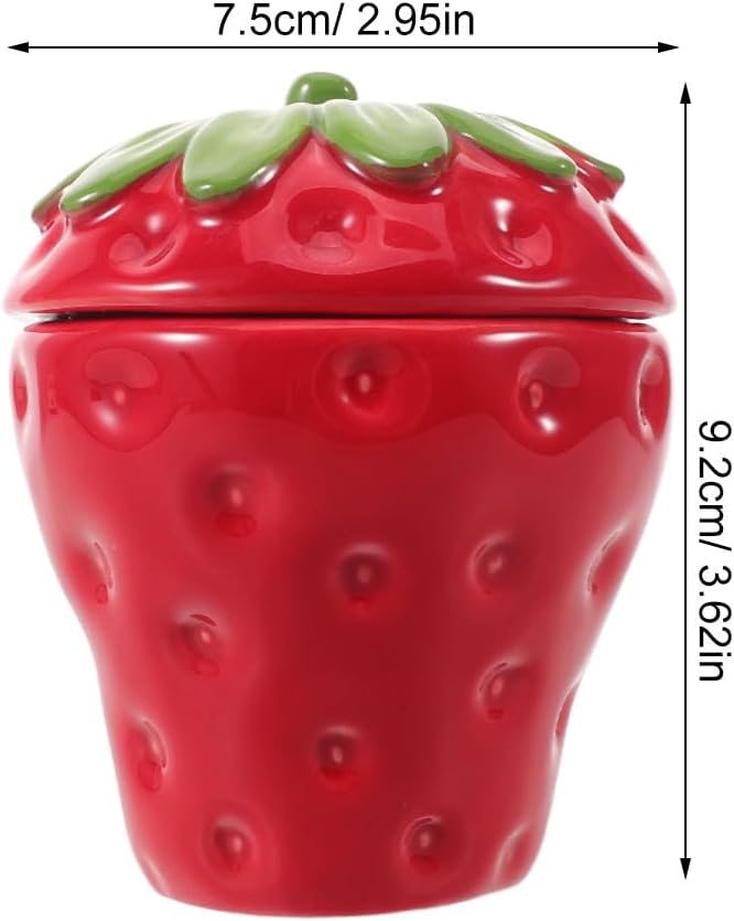 Strawberry Shaped Red Ceramic Candle Holder Cup with Lid Fruitshaped Storage Vessel Playful for DIY Scented Candle Making for Home and Parties